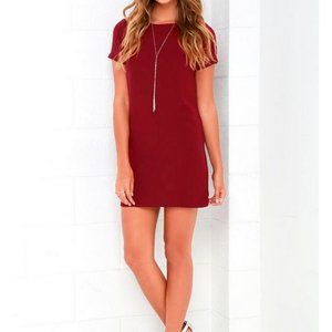 Lulus Wine Red Shift Dress
